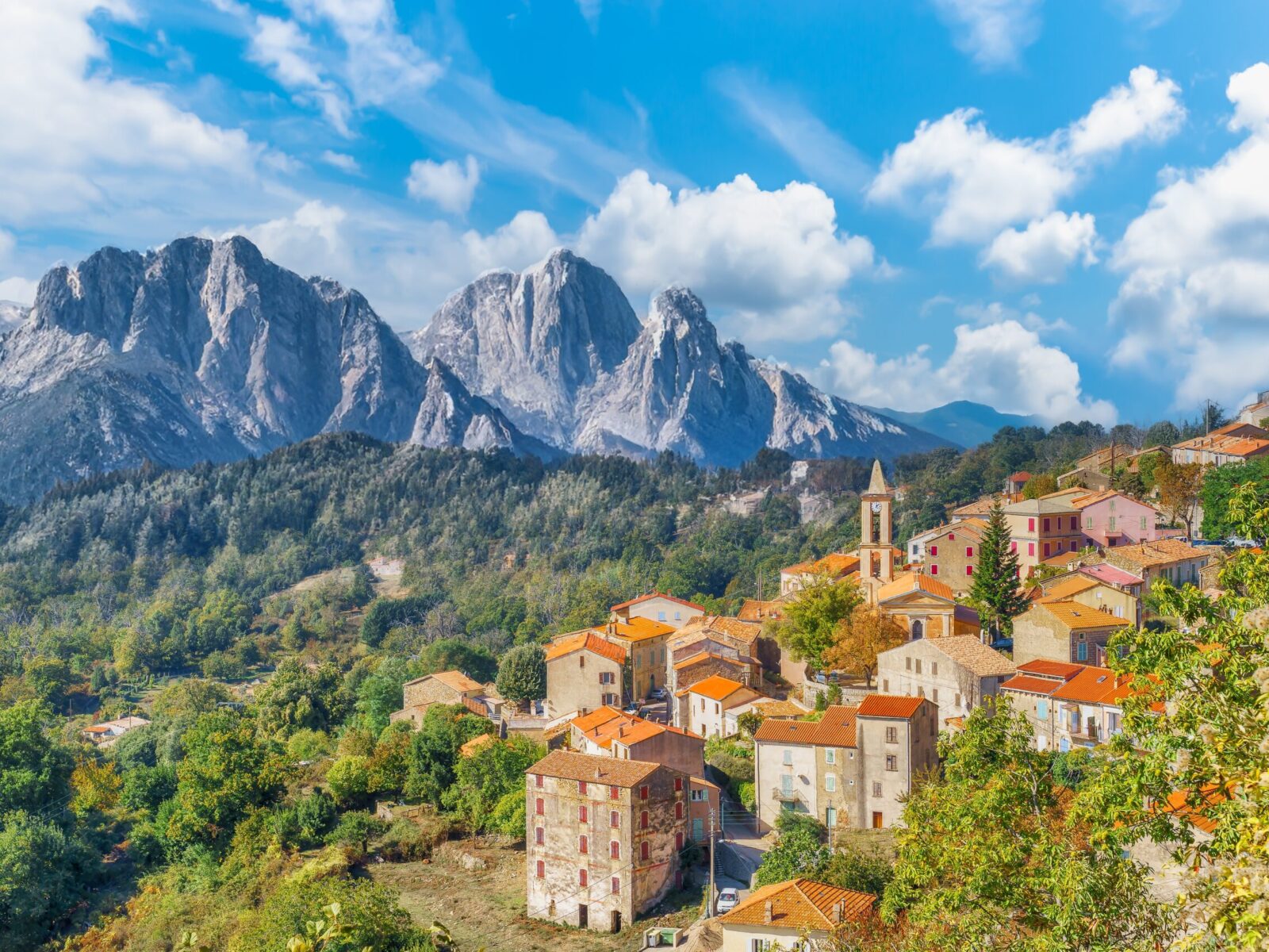 Landscape,With,Evisa,,Mountain,Village,In,The,Corse-du-sud,Department,Of