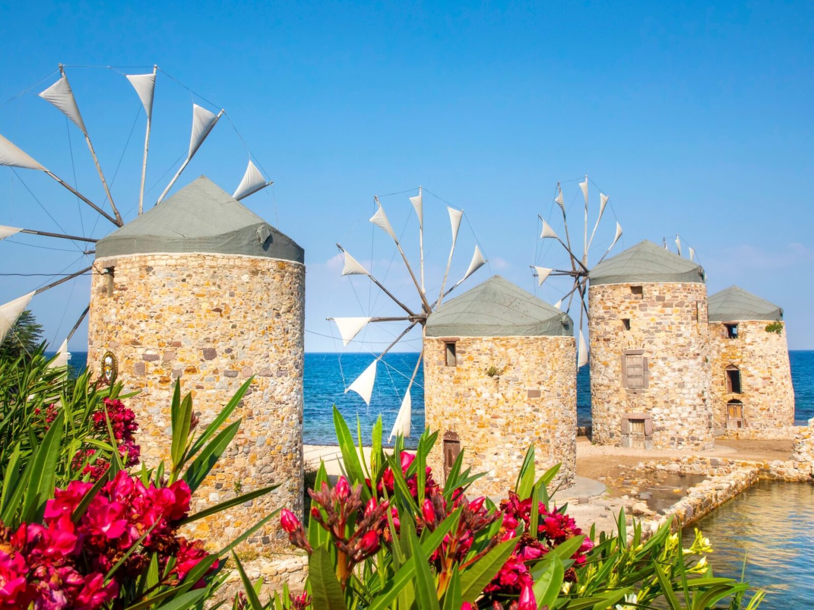 Greece,Island;,Chios,Island,Historical,Windmill.,Travel,Concept,Photo.