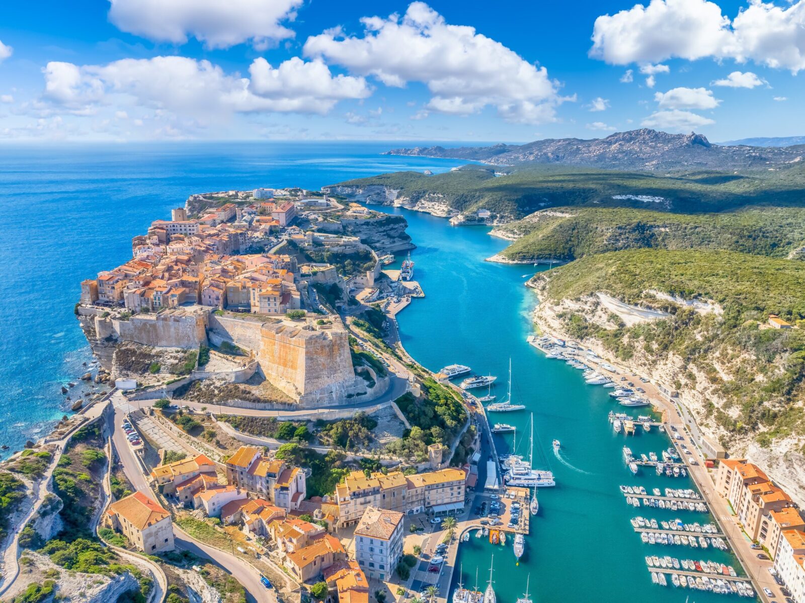 Aerial,View,Of,Bonifacio,Town,In,Corsica,Island,,France