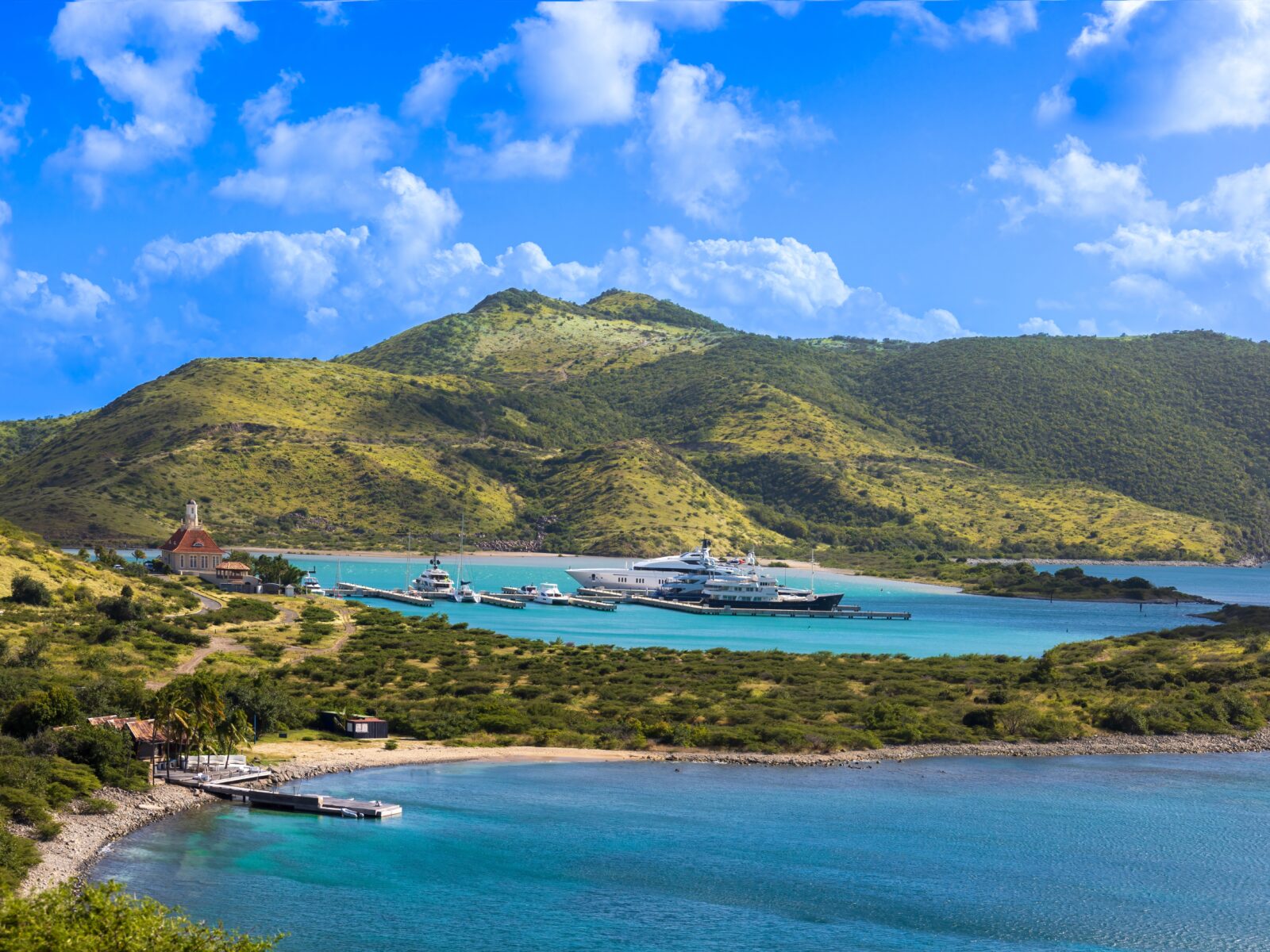 Saint,Kitts,And,Nevis,,Basseterre,Christophe,Harbor,Ocean,Shore,With