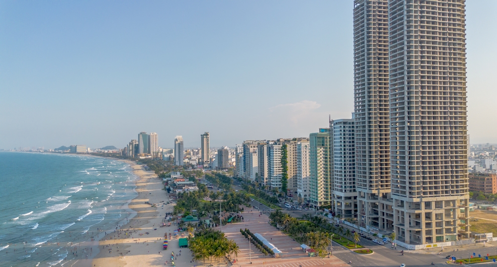 Aerial,Sunset,View,Of,Da,Nang,Coastline.,My,Khe,Beach