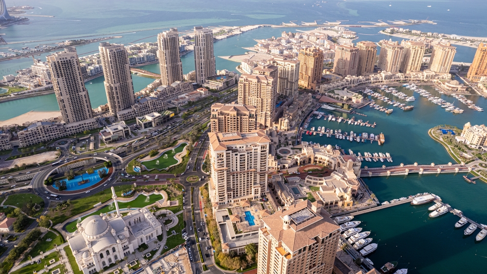 Aerial,View,Of,The,Pearl,In,Doha,,Qatar