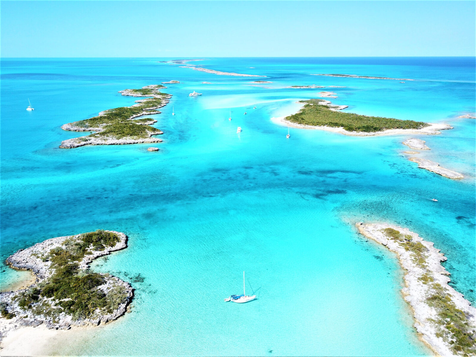 Aerial,View,Of,Yachts,Anchored,At,Allans,Cay,In,The